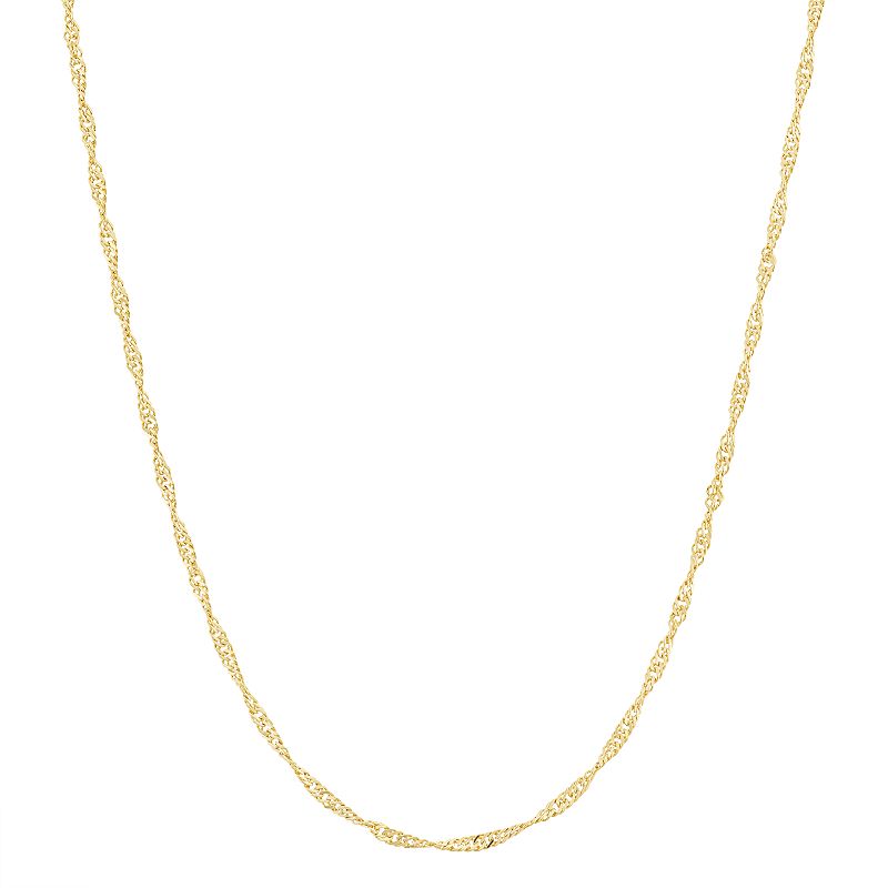 14k Gold-Plated Silver Adjustable Singapore Chain Necklace - 22 in., Women