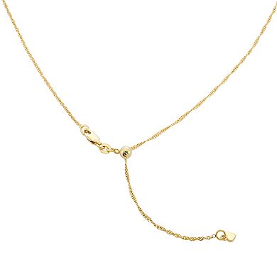 14k Gold-Plated Silver Adjustable Singapore Chain Necklace - 22 in.