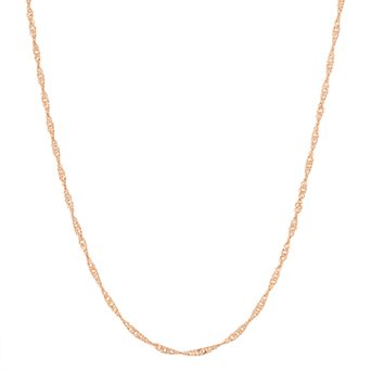 Jordan Blue 14k Rose Gold-Plated Silver Adjustable Singapore Chain Necklace - 22 in