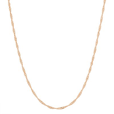 Jordan Blue 14k Rose Gold Plated Silver Adjustable Singapore Chain Necklace 22 in