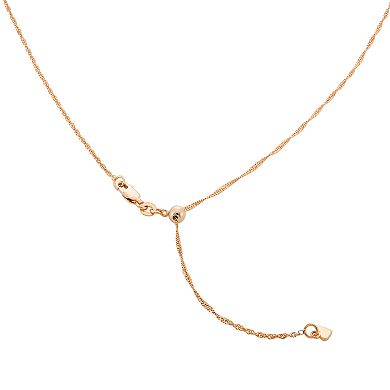 14k Rose Gold-Plated Silver Adjustable Singapore Chain Necklace - 22 in.