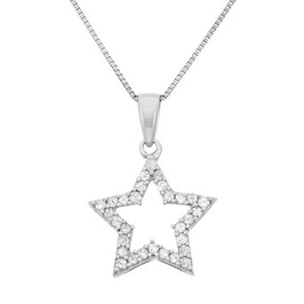 HDI 1/4 Carat T.W. Diamond Sterling Silver Cutout Star Pendant Necklace