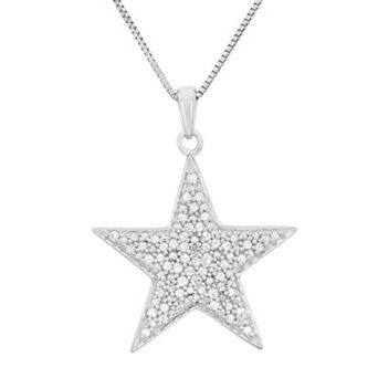 HDI 1/4 Carat T.W. Diamond Sterling Silver Star Pendant Necklace