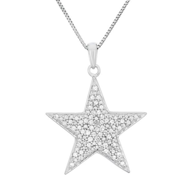 1/4 Carat T.W. Diamond Sterling Silver Cutout Star Pendant Necklace