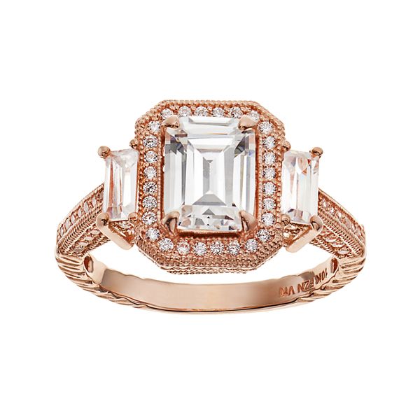 Designs by Gioelli Cubic Zirconia 10k Rose Gold Tiered Rectangle Ring
