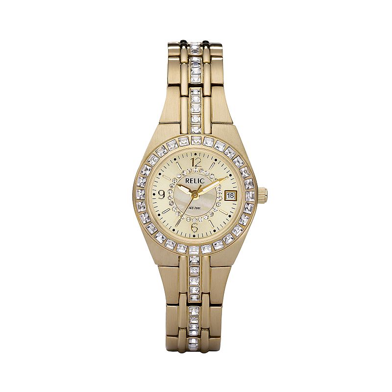 Relic by Fossil Women's Crystal Watch, Size: Small, Gold Tone