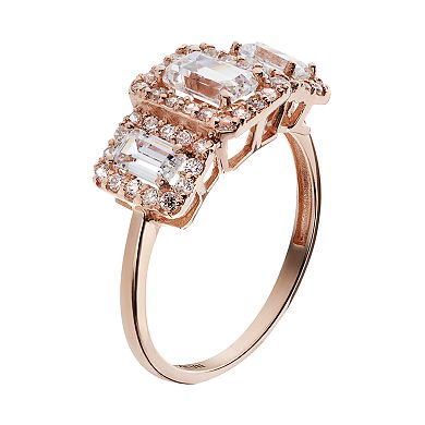 Cubic Zirconia 10k Rose Gold Tiered Rectangle Ring