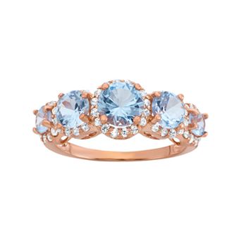 Designs by Gioelli 14k Rose Gold Over Silver 5-Stone Aquamarine Ring