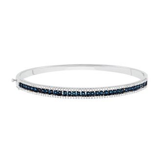 HDI 1 Carat T.W. Blue and White Diamond Sterling Silver Bangle Bracelet