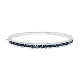 HDI 1 Carat T.W. Blue and White Diamond Sterling Silver Bangle Bracelet