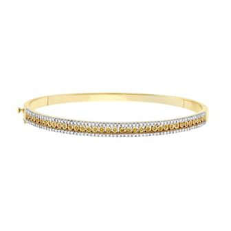 HDI 1 Carat T.W. Yellow and White Diamond Yellow Rhodium-Plated Sterling Silver Bangle Bracelet