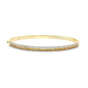 HDI 1 Carat T.W. Yellow and White Diamond Yellow Rhodium-Plated Sterling Silver Bangle Bracelet