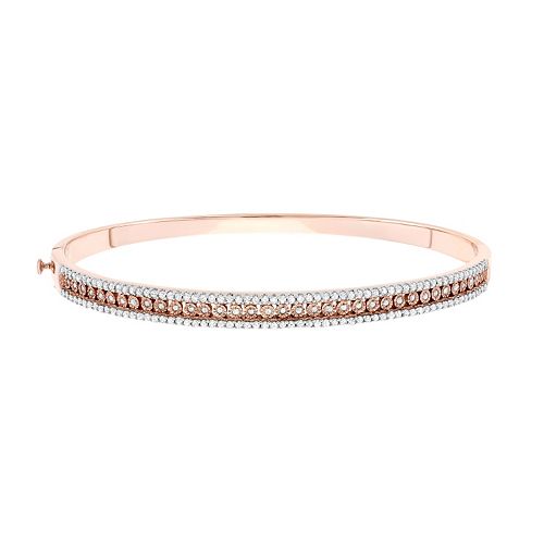 1 Carat T.W. Diamond 18k Rose Gold-Plated Bangle Bracelet