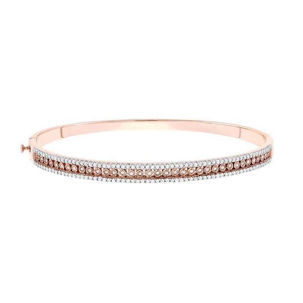 18k White Gold Diamond Bangle Bracelet - 1ct tw