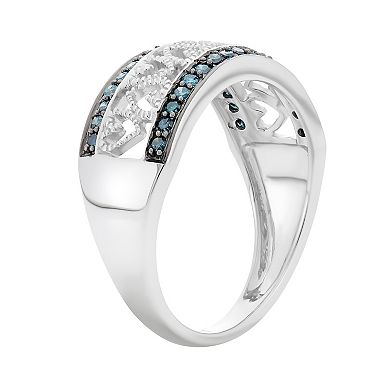 1/4 Carat T.W. Blue & White Diamond Sterling Silver Heart Ring