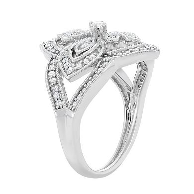 3/8 Carat T.W. Diamond Sterling Silver Flower Ring
