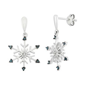 HDI Diamond Accent Sterling Silver Snowflake Drop Earrings