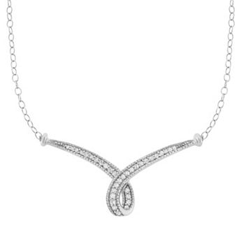 HDI 1/4 Carat T.W. Diamond 10k White Gold Ribbon Necklace