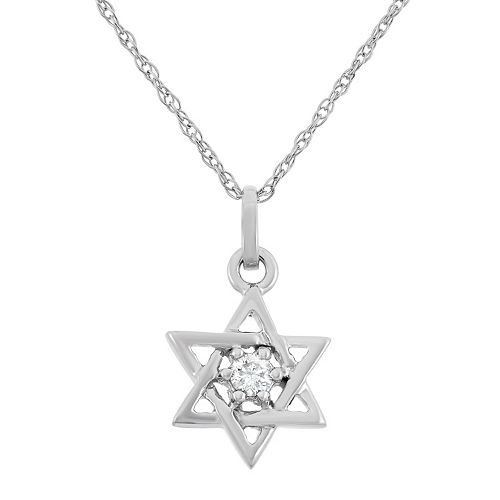 Diamond Accent 10k White Gold Star of David Pendant Necklace