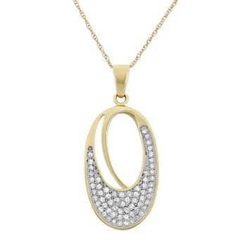 HDI 1/3 Carat T.W. Diamond 10k Gold Oval Pendant Necklace