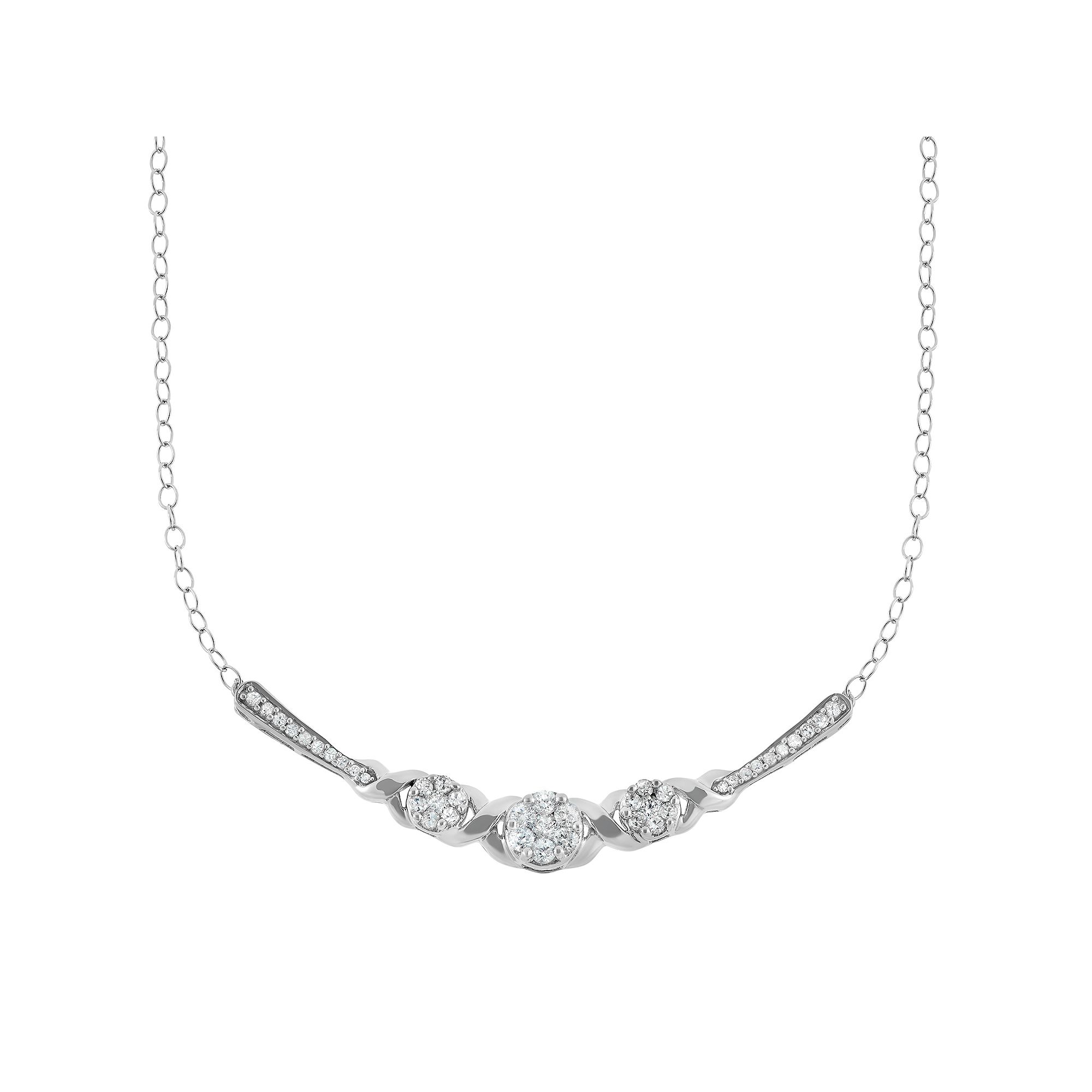1/2 Carat T.W. Diamond 10k White Gold XO Necklace, Womens, Size: 18