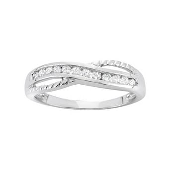 HDI 1/4 Carat T.W. Diamond 10k White Gold Crisscross Ring