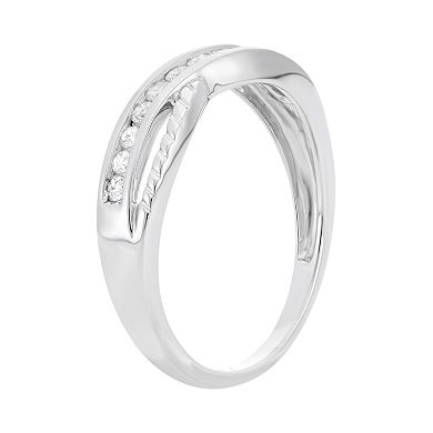 HDI 1/4 Carat T.W. Diamond 10k White Gold Crisscross Ring