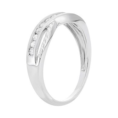 1/4 Carat T.W. Diamond 10k White Gold Crisscross Ring