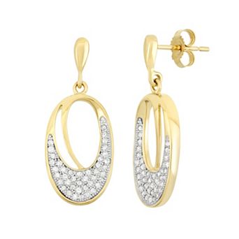 HDI 3/8 Carat T.W. Diamond 10k Gold Oval Drop Earrings