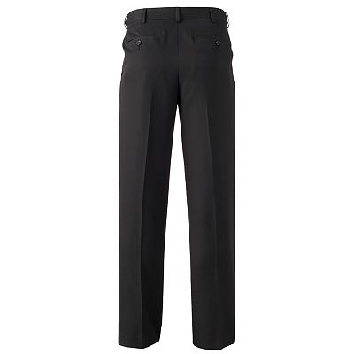 Men s Croft Barrow Classic Fit Herringbone Microfiber No Iron Black Flat Front Dress Pants