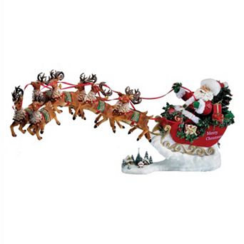Kurt Adler Musical Santa & Reindeer 2 pc Christmas Decor Set