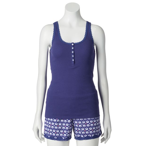 Women's Sonoma Goods For Life® Pajamas: Ribbed Sleep henley Sleep Tank &  Sleep Shorts Pajama