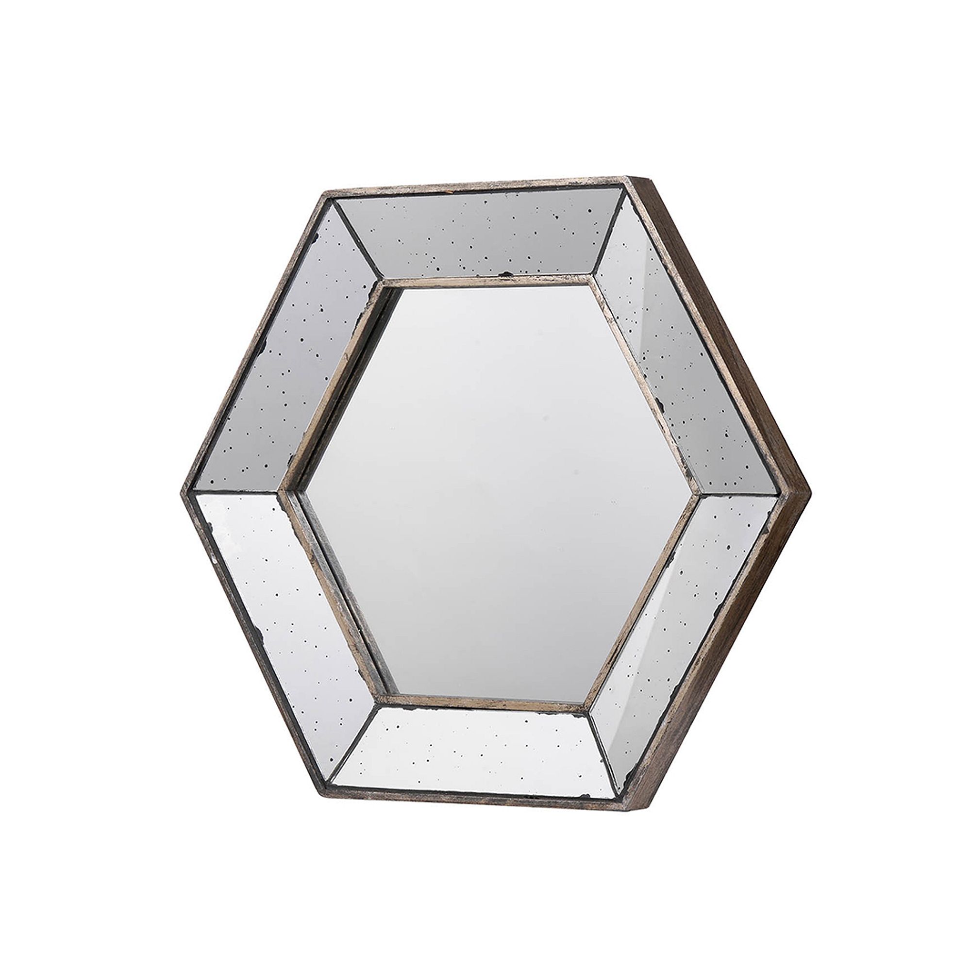 Hexagon Mercury Glass Wall Mirror, Multicolor