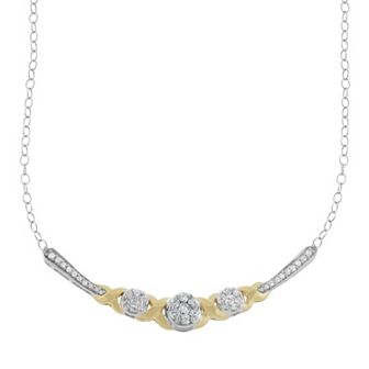 HDI 1/2 Carat T.W. Diamond 10k Gold Two Tone "XO" Necklace
