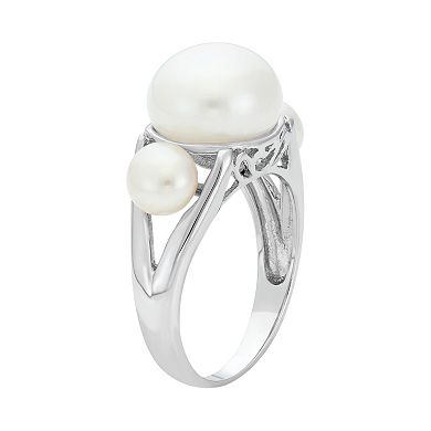Freshwater Cultured Pearl Sterling Silver 3-Stone Ring