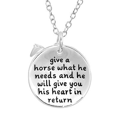 Sliver Plated Horse Circle Pendant Necklace