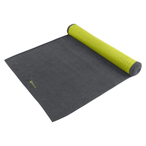 Gaiam Gray Citron Grippy Yoga Mat Towel