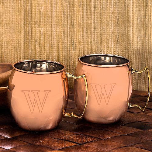 Cathy's Concepts 2pc. Monogram Copper Moscow Mule Mug Set