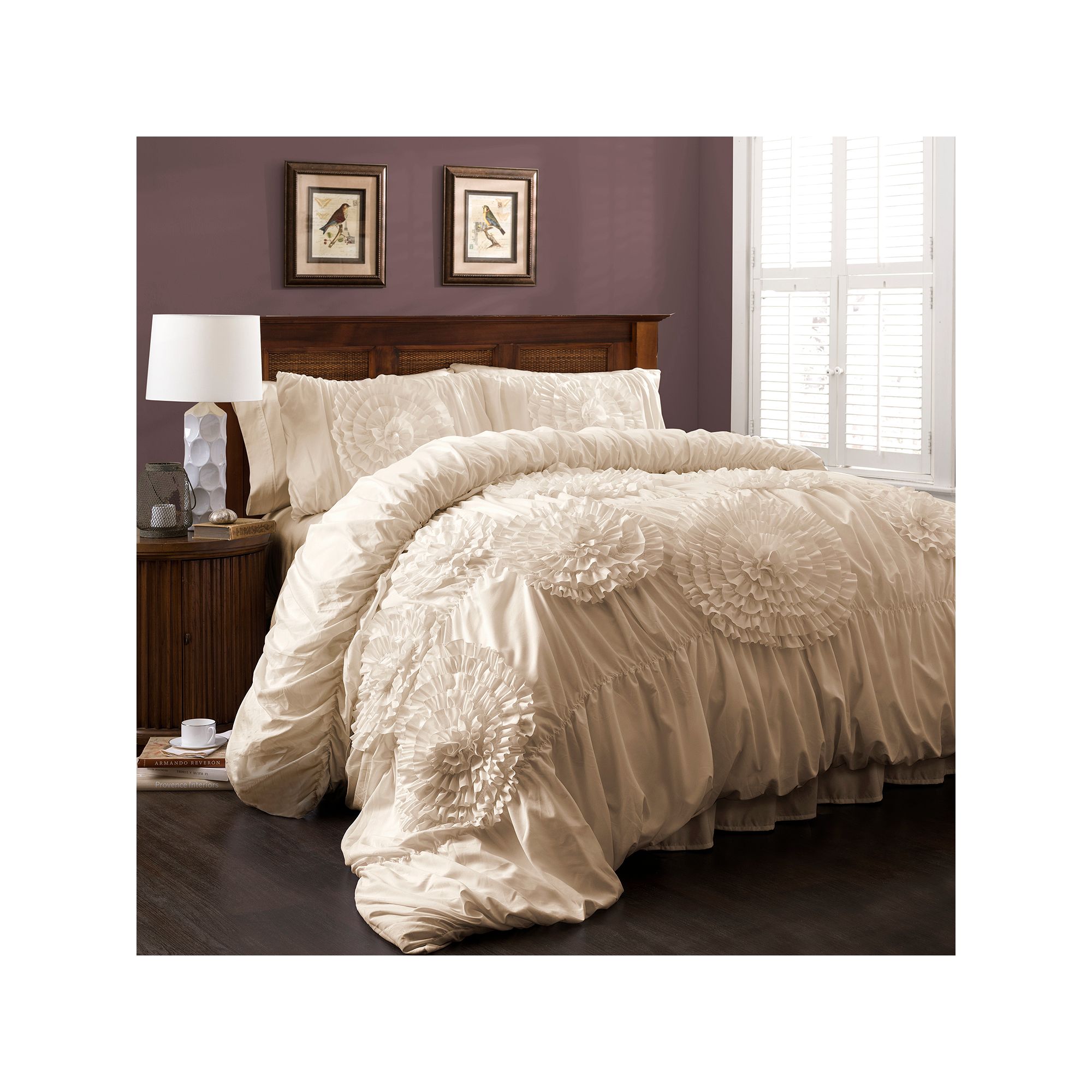 Lush Decor Serena 3-Piece Comforter Set, Ivory