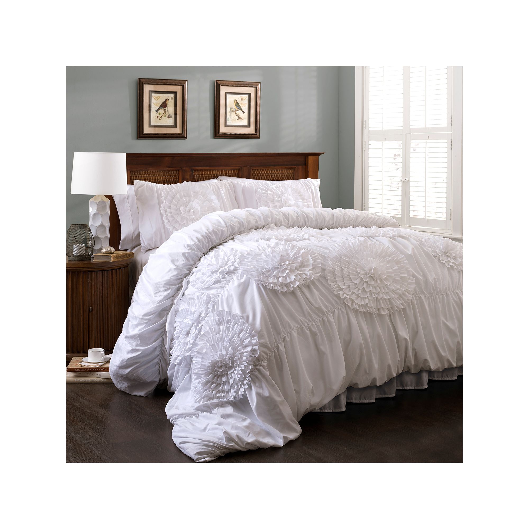 Lush Decor Serena 3-Piece Comforter Set, White