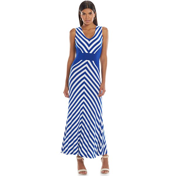 Dana Buchman Mitered Stripe Maxi Dress - Women's