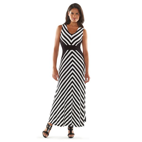 Dana Buchman Mitered Stripe Maxi Dress - Women's
