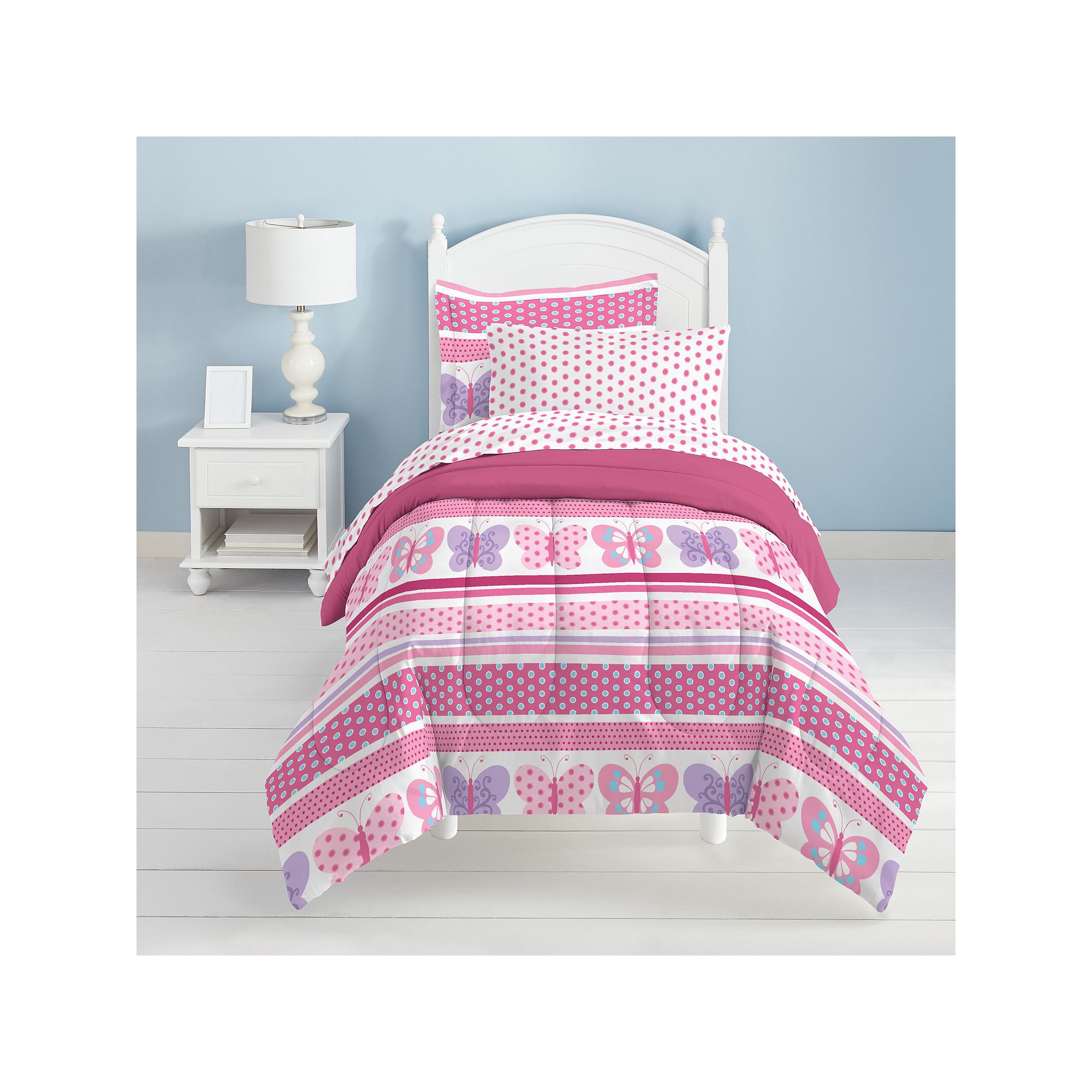 Dream Factory Butterfly Dots Bed Set, Pink