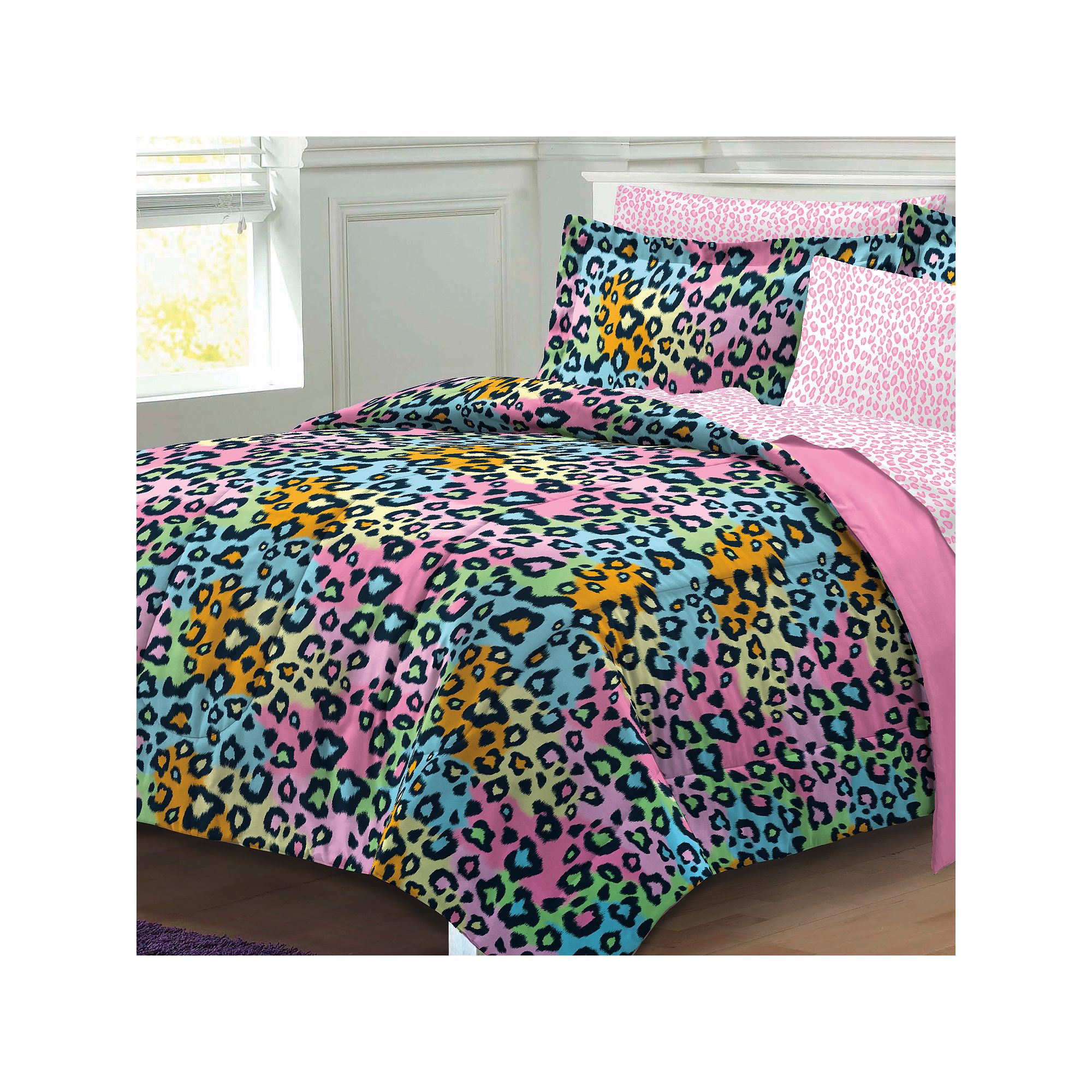 My Room Neon Leopard Bed Set, Pink