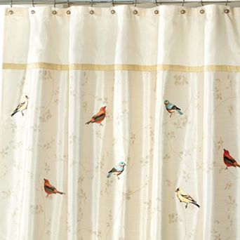 Avanti Gilded Birds Fabric Shower Curtain