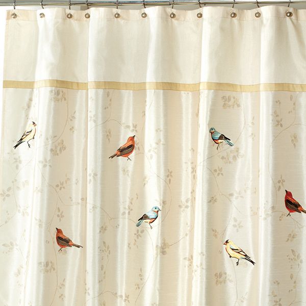 Avanti Gilded Birds Fabric Shower Curtain, Shower Curtain Birds