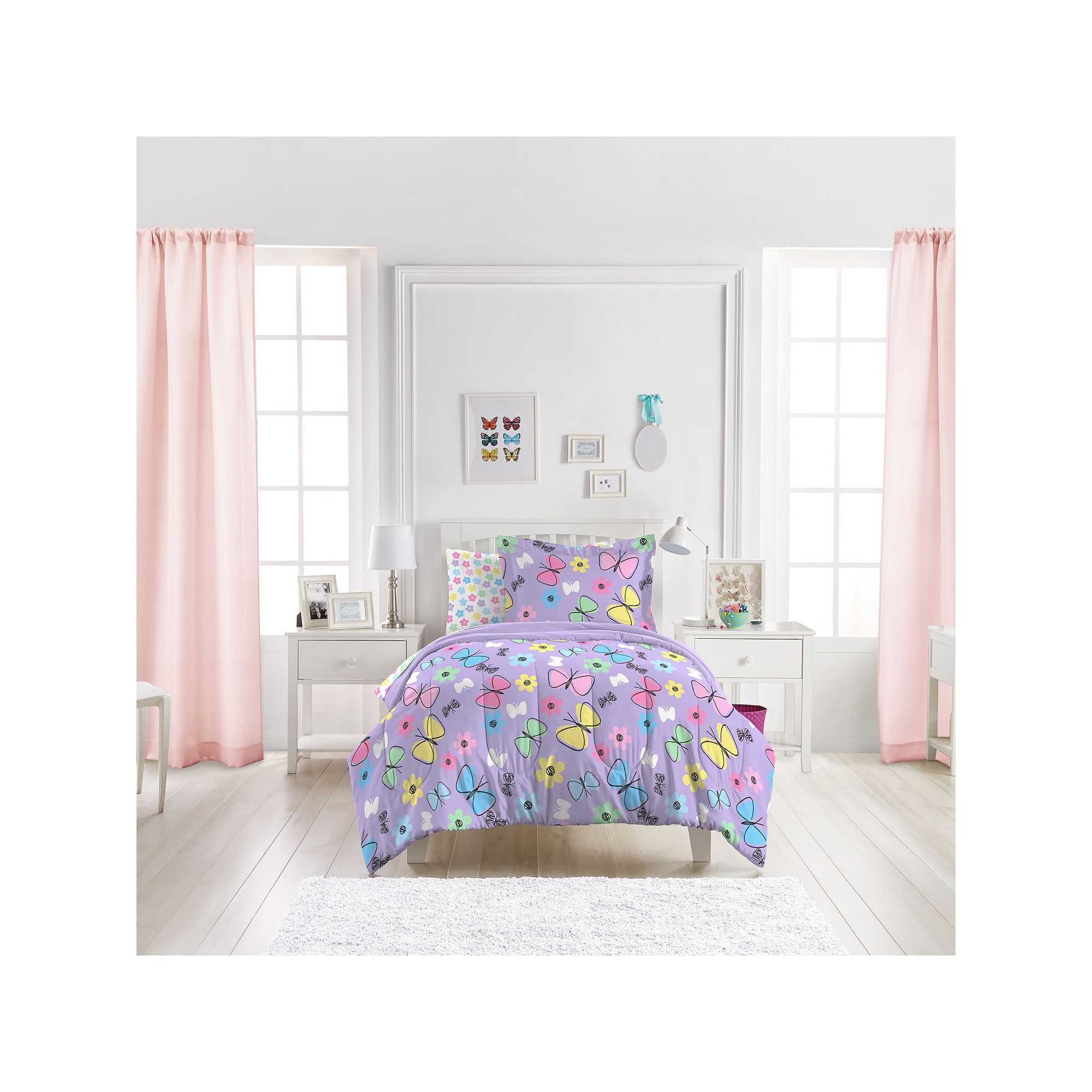 Dream Factory Sweet Butterfly Bed Set, Purple