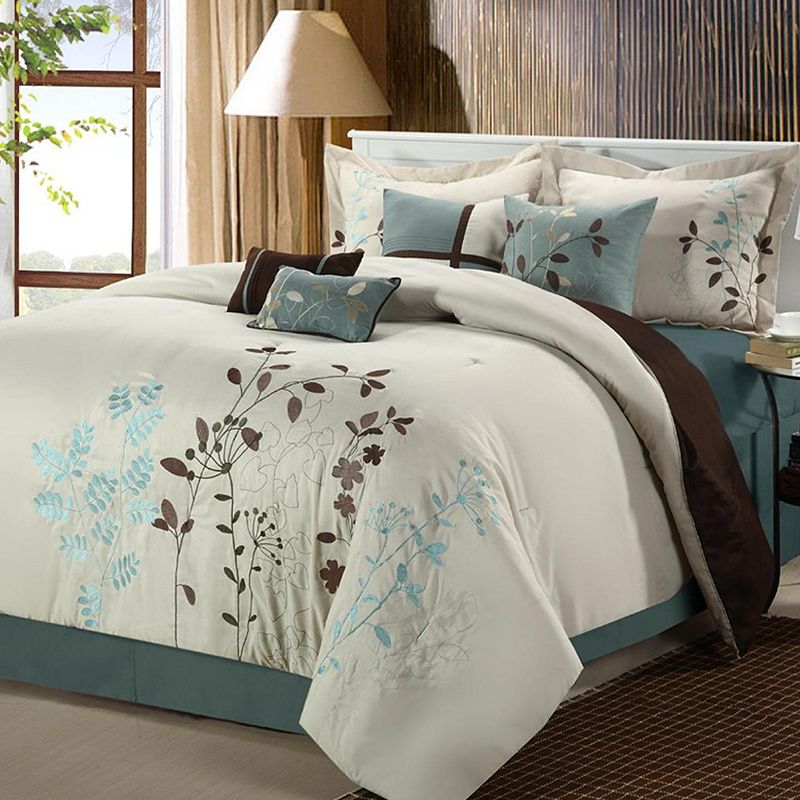 Chic Home Bliss Garden 8-pc. Comforter Set, Beig/Green, Queen