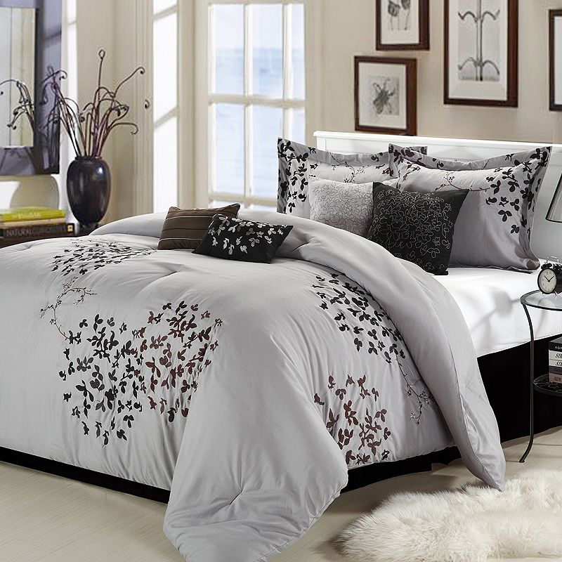 94934884 Chic Home Cheila 8-pc. Comforter Set, Grey, Queen sku 94934884