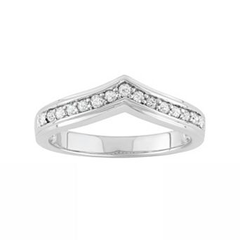 HDI 1/4 Carat T.W. Diamond Sterling Silver V Ring